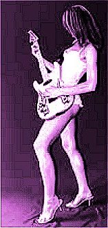 Image of an anonymous guitar gate-keeper chick (mirror image).