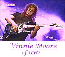 Image of Vinnie Moore of UFO playing guitar.